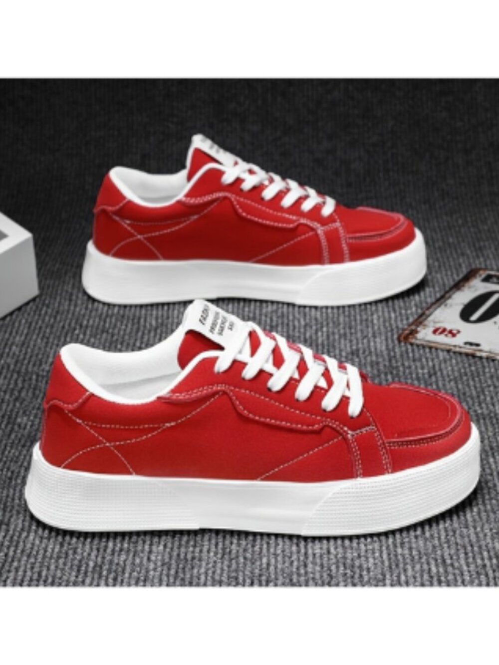 Unisex Red Platform Skate Sneakers Casual Lace Up Non Slip Shoes Size 11 New
